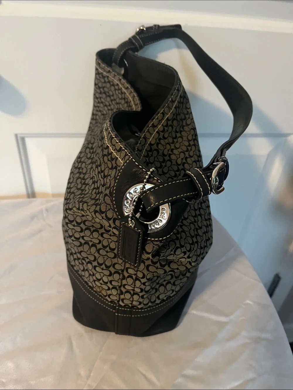 Coach signature Black and Gray Patterned Women’s Shoulder Bag